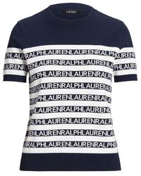Lauren by Ralph Lauren - Logo Striped Short-sleeve Sweater - Lyst