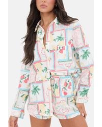 I Saw It First - Printed Crepe Long Sleeve Shirt - Lyst
