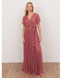 Anaya with love - Recycled Tulle Faux Wrap Short Sleeve Maxi Dress - Lyst
