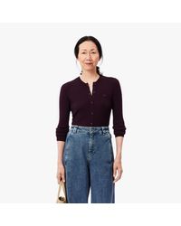 Lacoste - Merino Wool 3D Knit Cardigan - Lyst