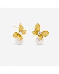 Jon Richard - Plated Butterfly And Pearl Drop Earrings - Lyst