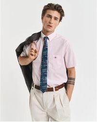 GANT - Regular Fit Classic Poplin Short Sleeve Shirt - Lyst