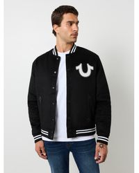 TRUE RELIGION - Wool Horseshoe Long Sleeve Varsity Jacket - Lyst