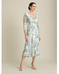 Gina Bacconi - Nancie Floral Mesh Faux Wrap Dress - Lyst