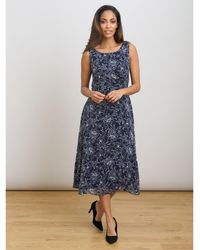 Gina Bacconi - Octavia Chiffon Floral Midi Dress - Lyst