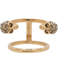 McQueen - Skull Brass Double Ring - Lyst