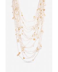 Mood - Plated Statement Multirow Beaded Necklace - Lyst