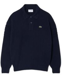 Lacoste - Rugby Cotton Long-Sleeve Ribbed Knit Polo Shirt - Lyst