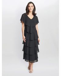Gina Bacconi - Rebecca Midi Tiered Cocktail Dress - Lyst