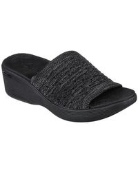 Skechers - Heathered Eng Knit Open Toe Slide W Heeled Sandals - Lyst