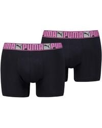 PUMA - Logo Block Elastic Cotton Boxers 2 Pack - Lyst