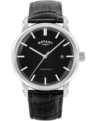 Rotary - Heritage Auto Ss Leather Watch - Lyst