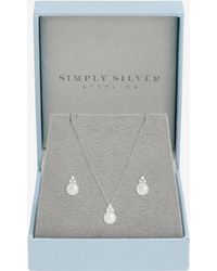 Simply Silver - 925 Sterling Plated Freshwater Pearl Set - Lyst