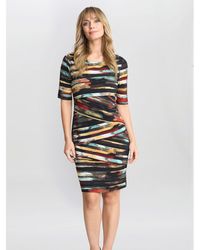 Gina Bacconi - Rene Stripe Print Layered Dress - Lyst