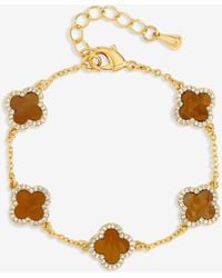 Jon Richard - Plated Tigers Eye Clover Bracelet - Lyst