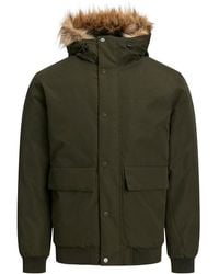 Jack & Jones - Faux Fur Hooded Bomber Jacket - Lyst