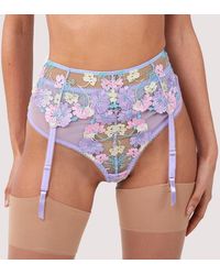 Playful Promises - Luna Pastel Embroidery Picot Elastic Suspender - Lyst