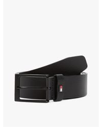 Tommy Hilfiger - Enamel Flag Rectangular Buckle Leather Belt - Lyst
