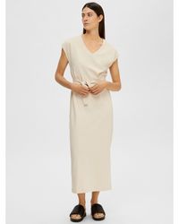 SELECTED - Cap Sleeve Belted Midi T-Shirt Dress - Lyst