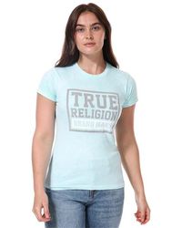 True Religion - Flock Box Logo Crew Neck T-shirt - Lyst