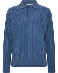 Maison Kitsuné - Fox Hooded Wool Jumper Knitted Long Sleeve Polo Shirt - Lyst