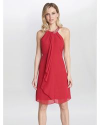 Gina Bacconi - Jane Beaded Halterneck Chiffon Dress - Lyst