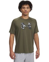 Under Armour - Spring Tech Print Short-Sleeve Performance Gym Top - Lyst