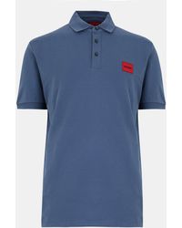 HUGO - Deruso Short Sleeve Polo Shirt With Logo Detail And Ribbed Collar - Lyst