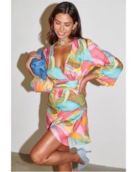 Never Fully Dressed - Abstract Mini Vienna Wrap Dress - Lyst