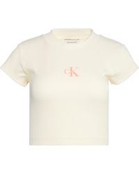 Calvin Klein - Mono Rib Cropped T Shirt - Lyst