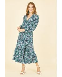 Yumi' - Daisy Print Wrap Midi Dress - Lyst