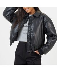 Brave Soul - Bs Oversized Faux Leather Bomber Jacket With Collar - Lyst
