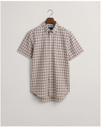 GANT - Regular Fit Micro Check Poplin Short Sleeve Shirt - Lyst