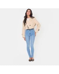 I Saw It First - Cropped Belted Long Sleeve Trench Coat - Lyst
