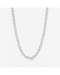 Jon Richard - Rhodium Plated Cubic Zirconia Floral Necklace - Lyst