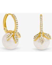 Jon Richard - Plated Crystal Leaf & Pearl Earrings - Lyst
