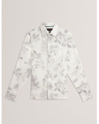 Ted Baker - Leaf Print Long-Sleeve Patterned Shirt - Lyst
