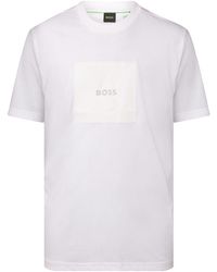 BOSS - Cotton Jersey T-Shirt With Fineline Artwork - Lyst