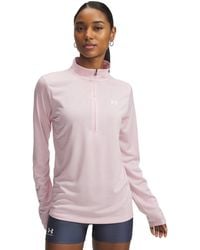 Under Armour - S Tech Half Zip Top Pink/white 12 - Lyst