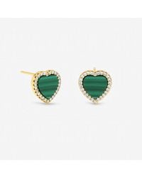 Jon Richard - Plated Crystal And Malachite Heart Stud S - Lyst