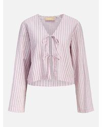 JJXX - Zoe Seersucker Long Sleeve Tie Blouse - Lyst