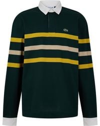 Lacoste - Striped Cotton Long-Sleeve Rugby Polo - Lyst