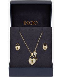 Inicio - Plated Padlock Heart Set - Lyst