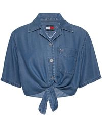 Tommy Hilfiger - Chambray Tie Short-Sleeve Plain Shirt - Lyst