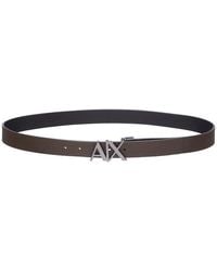 ARMANI EXCHANGE - Cut Out Logo Leather Belt - Lyst