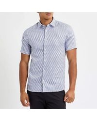 Ted Baker - Geo Geographic Print Regular Fit Short Sleeve Shirt - Lyst