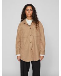 Vila - Long Sleeve Shirt Jacket - Lyst
