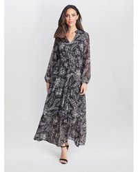 Gina Bacconi - Iona Print Stand Collar Dress - Lyst