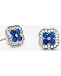 Jon Richard - Rhodium Plated Crystal And Sapphire Clover Studs - Lyst