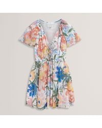 Ted Baker - Print Midi Dress - Lyst